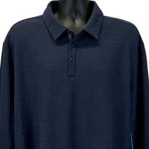 Fairlane Performance Pique Polo Shirt Mens 2XL XXL Long Sleeve Peru Made Blue